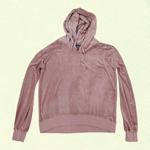Pam & Gela Velour Velvet Hoodie Sweatshirt‎ L Rose Pink - Picture 4 of 6